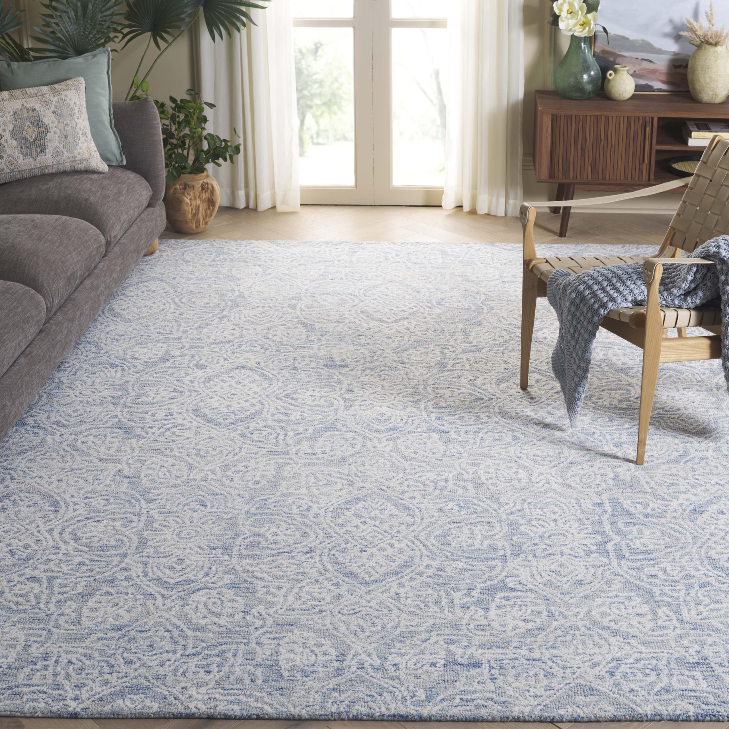 RILY カーペット Blue Amazon.com: GarveeHome Scalloped Washable Rugs 9x12 Rug for Living